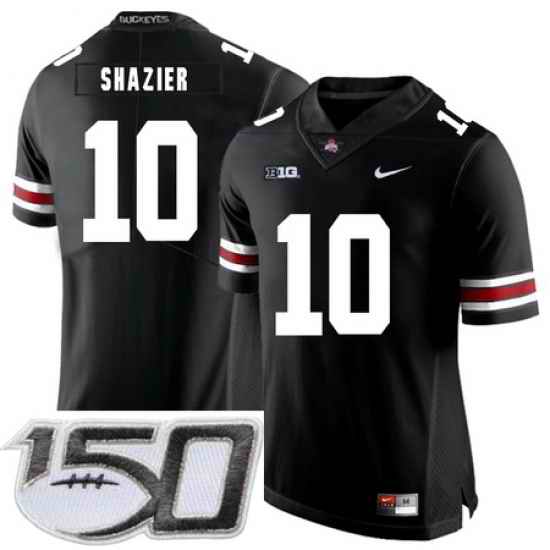 Ohio State Buckeyes 10 Ryan Shazier Black Nike College Football Stitched 150th Anniversary Patch Jersey